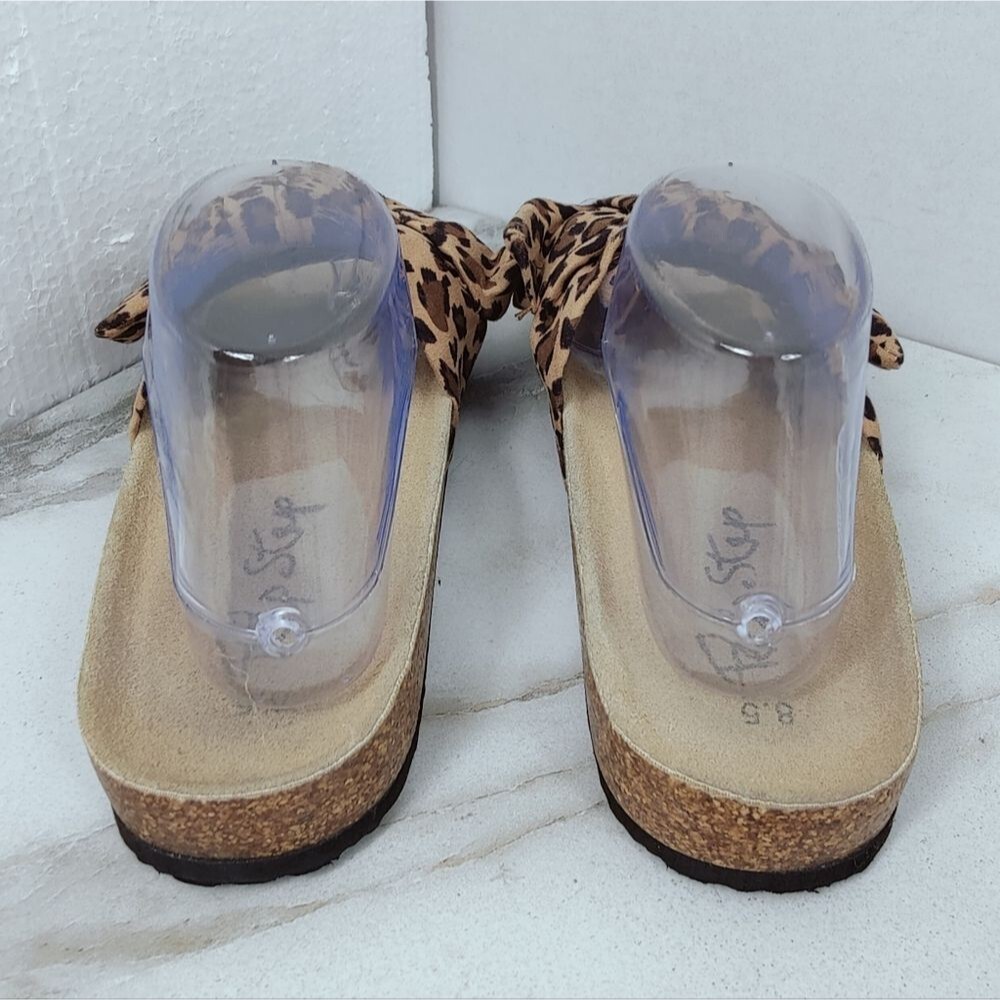 Pep Step Leopard Print Bow Knot Cork Slide Sandals, Sz 8.5 - Picture 9 of 11